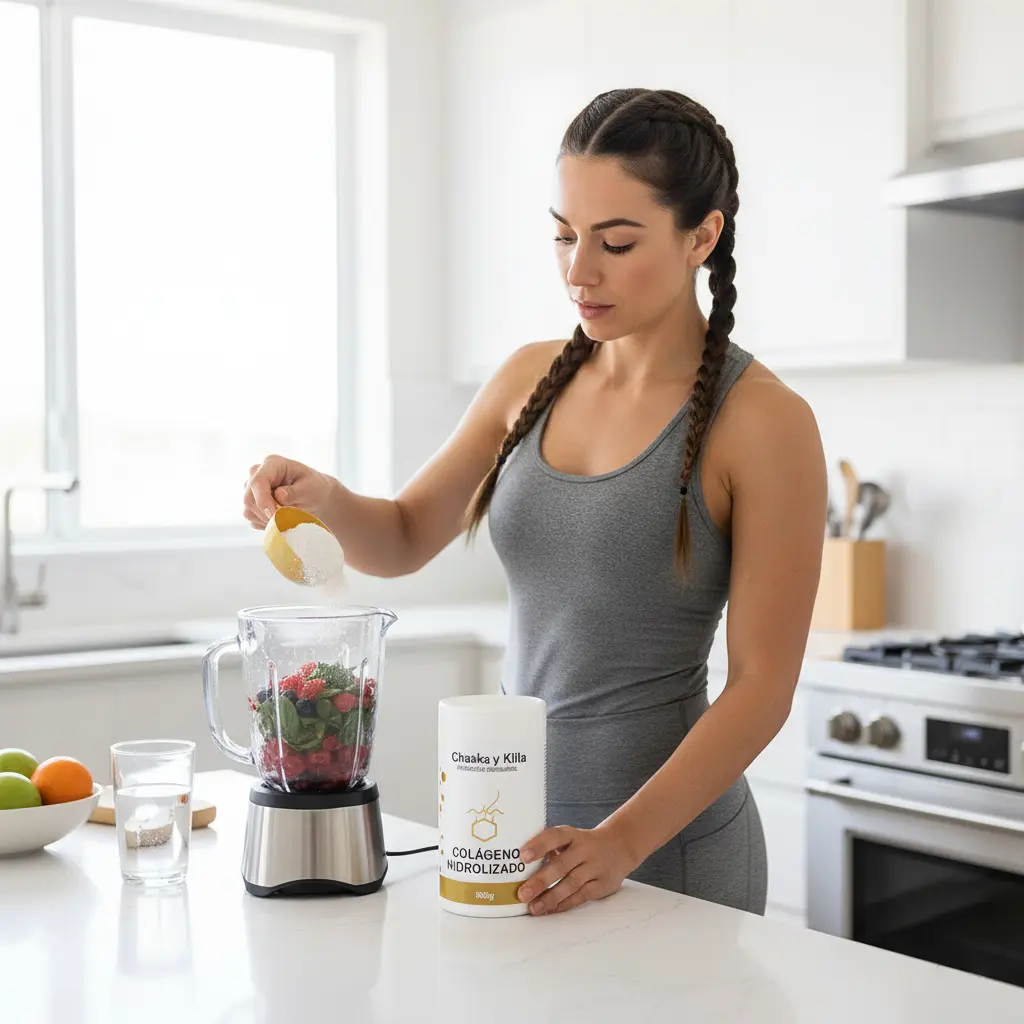 Preparando batido con colágeno hidrolizado